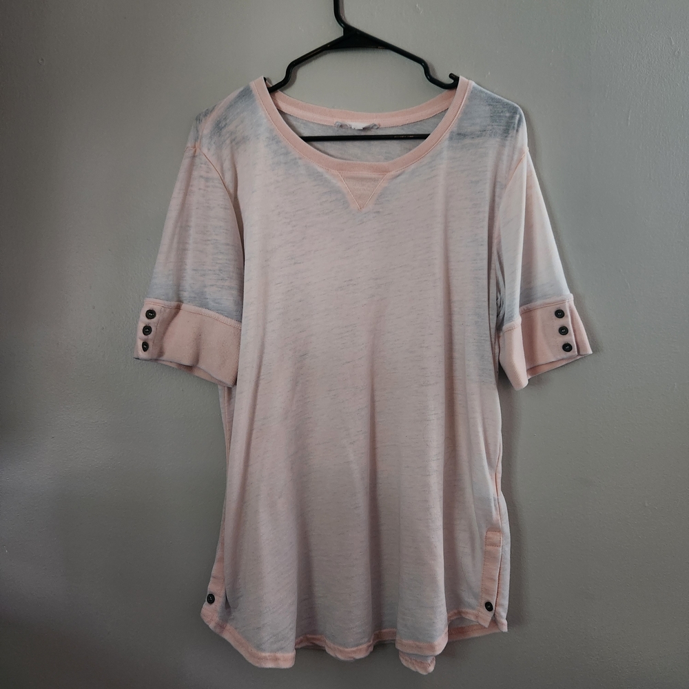 Jane + Delancey Pink Short Sleeve Top with Button Accents